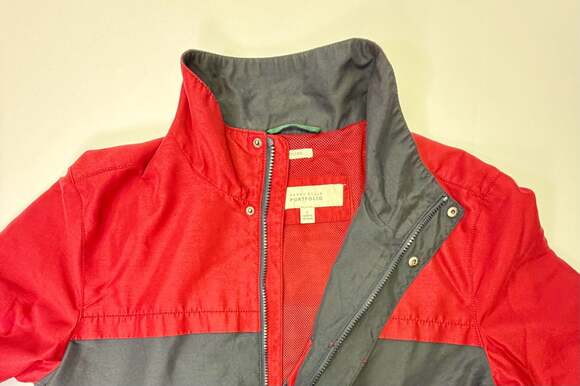 Perry Ellis Portfolio Men's Microfiber Full-Zip Windbreaker Red/Navy Size L - Picture 9 of 11